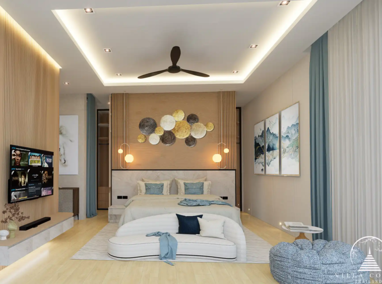Luxurious master bedroom with eco-friendly features at Unique Eco Viva Pool Villa.