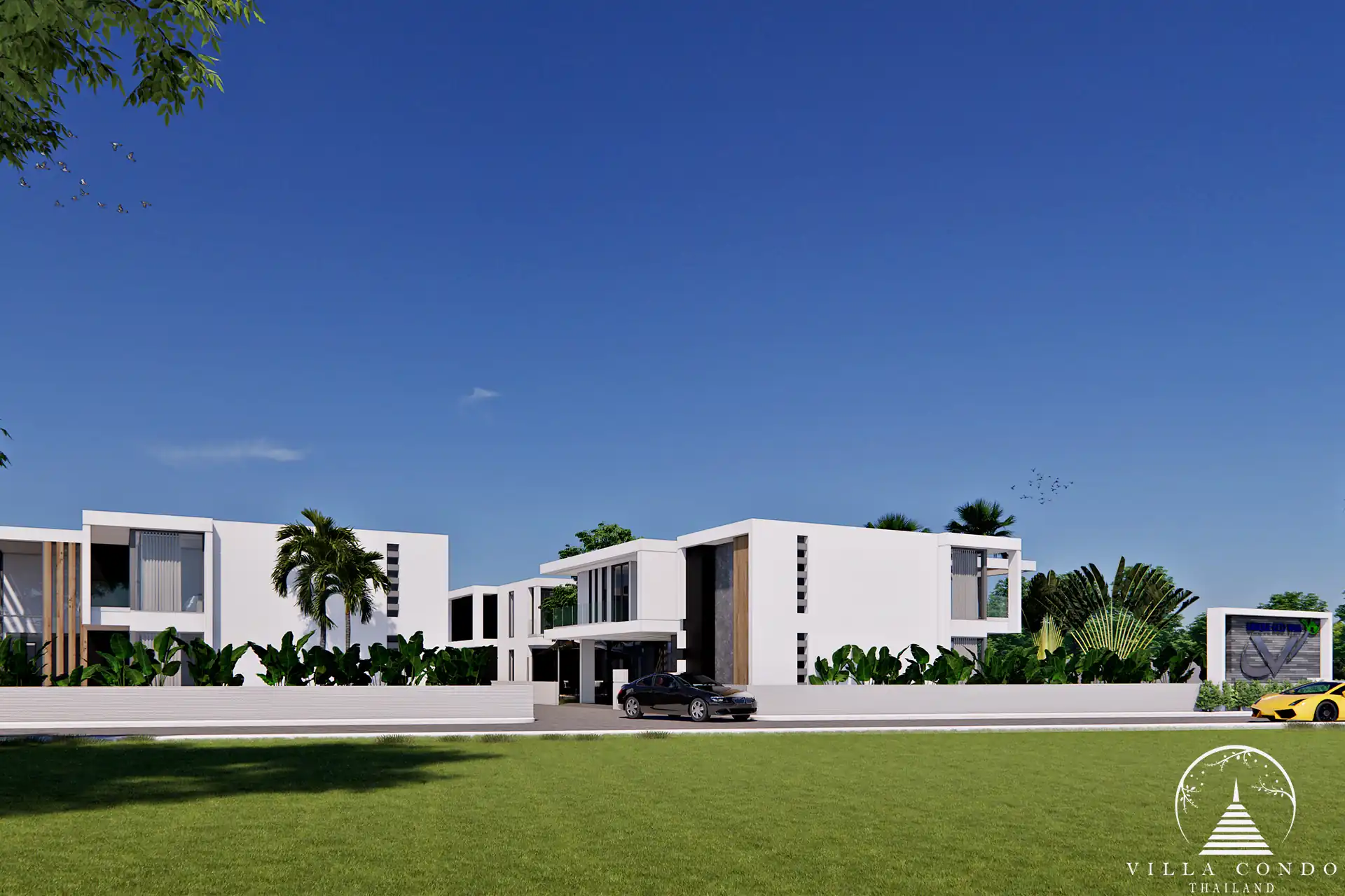 Lush outdoor area with sustainable landscaping at Unique Eco Viva Pool Villa.