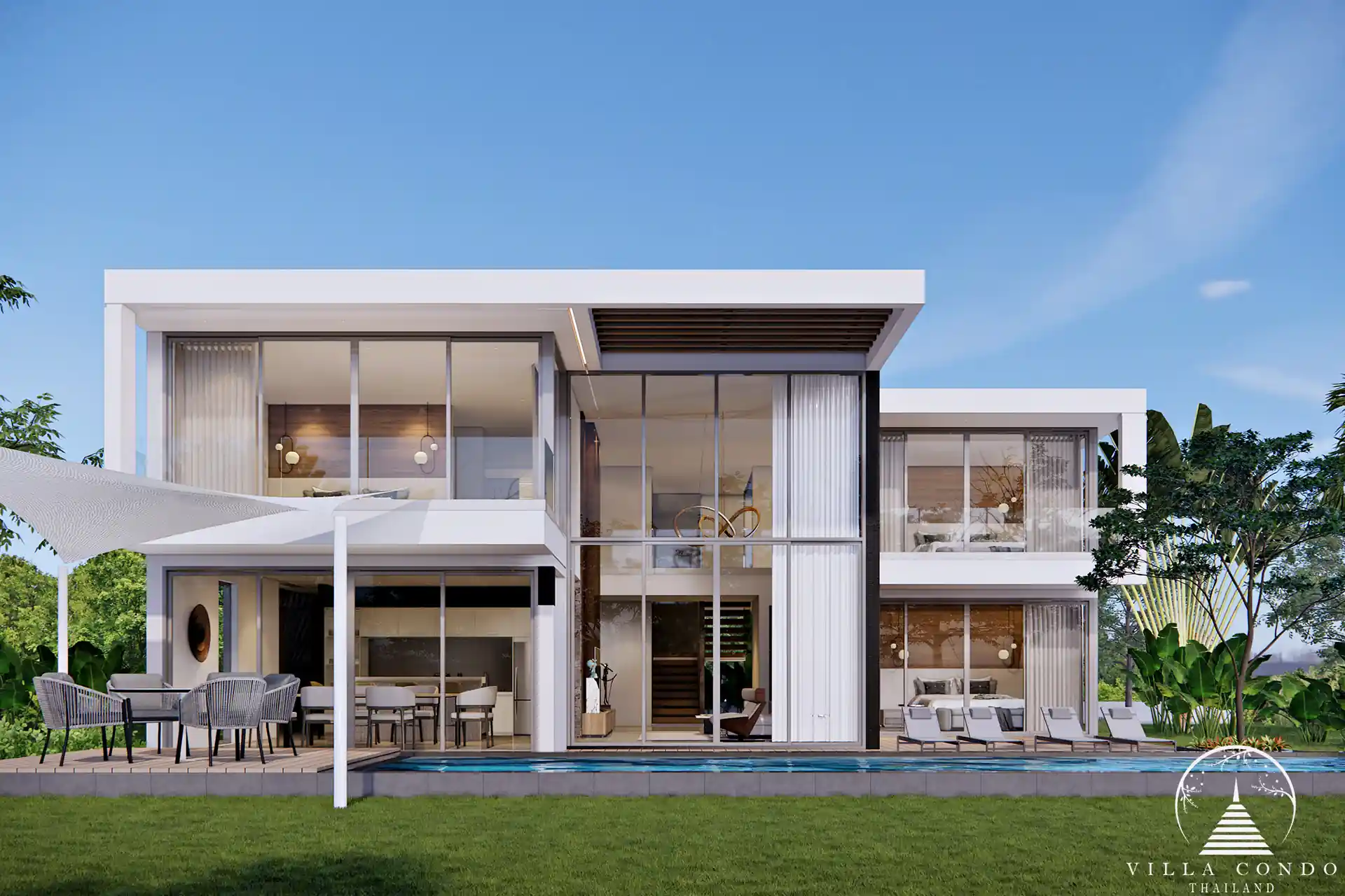 Back view of Unique Eco Viva Pool Villa with private pool.