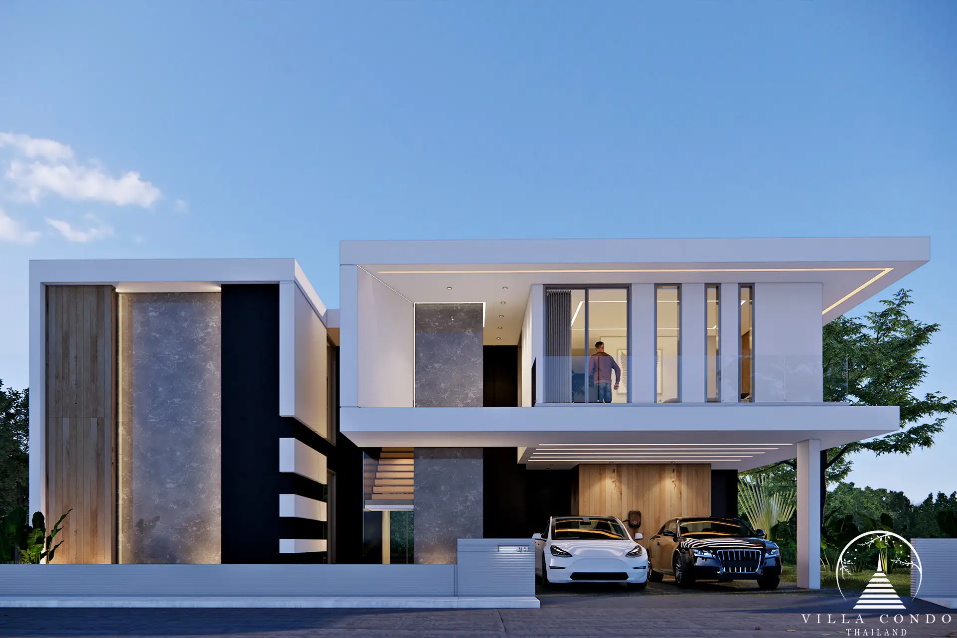 Front view of Unique Eco Viva Pool Villa with modern architecture.