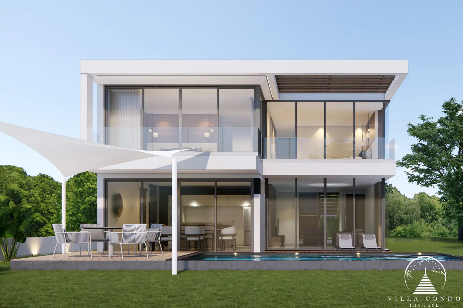 Exterior view of Unique Eco Viva Pool Villa with modern design and eco-friendly features.