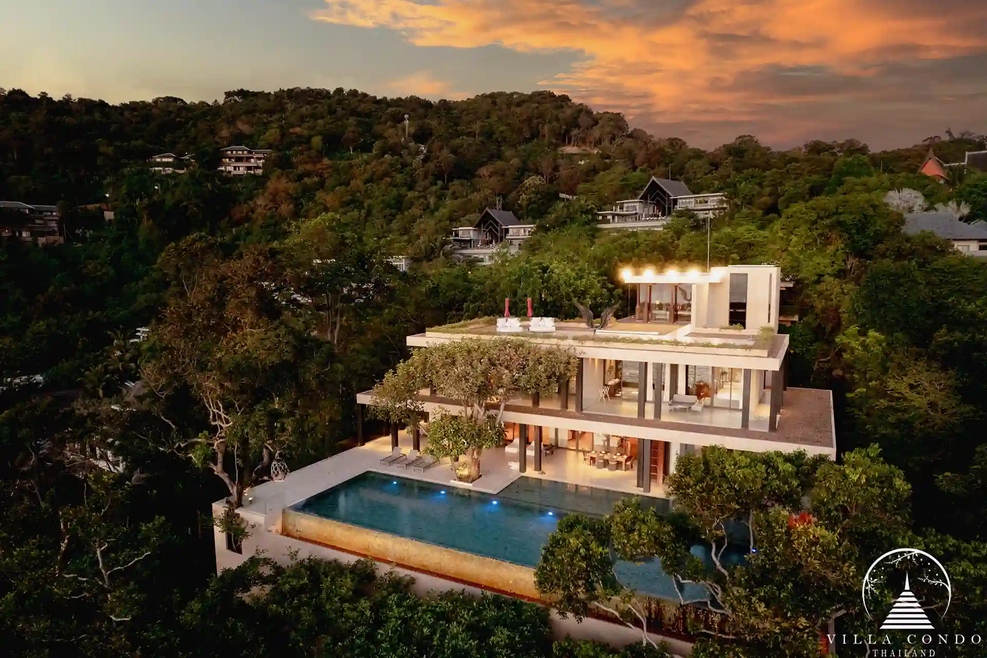 Exterior view of Villa Amarisa, an oceanfront super villa on a clifftop in Kamala.