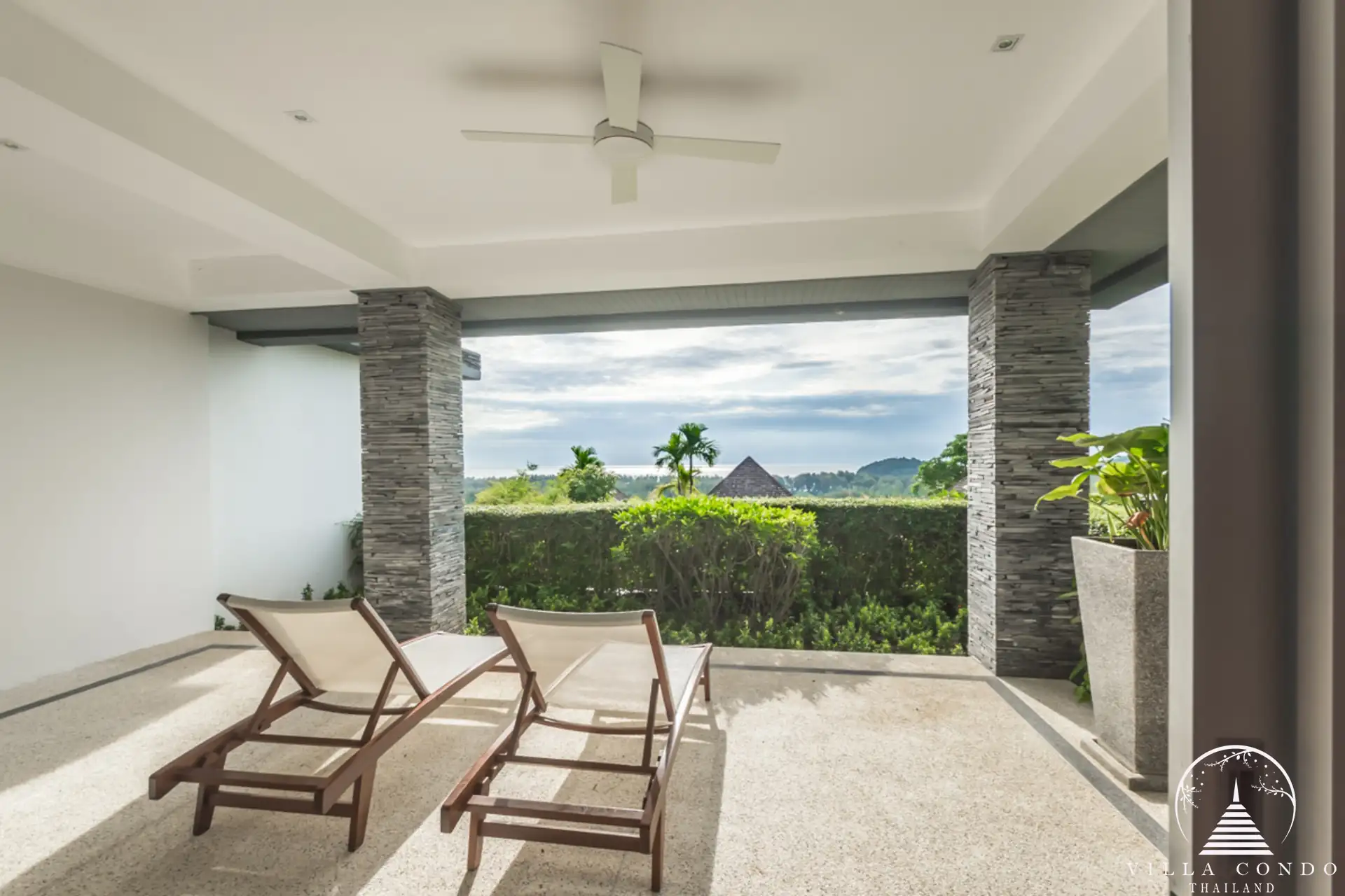 Lush garden area at Villa Bauhinia with tropical plants