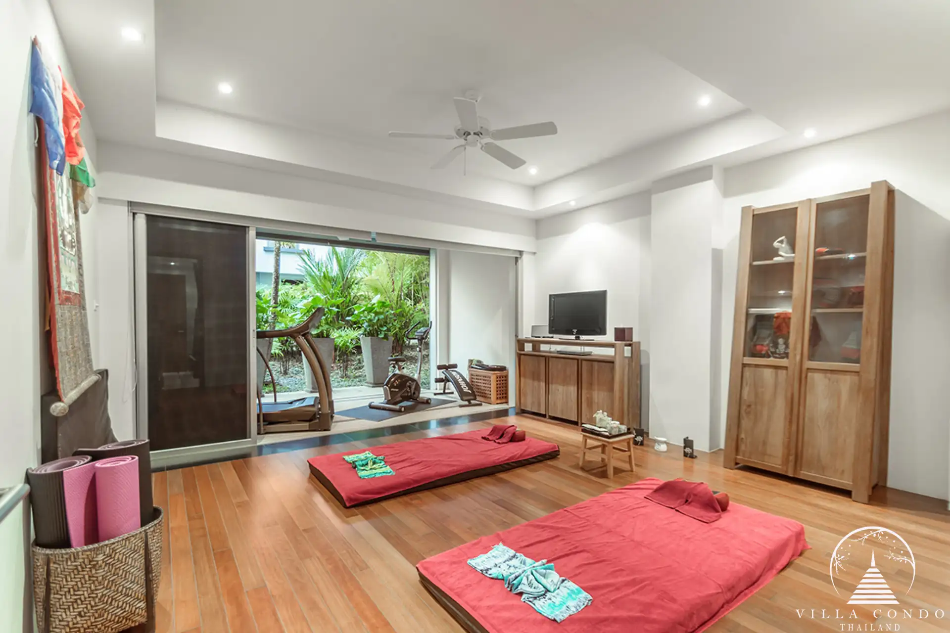 Yoga area at Villa Bauhinia with serene garden view