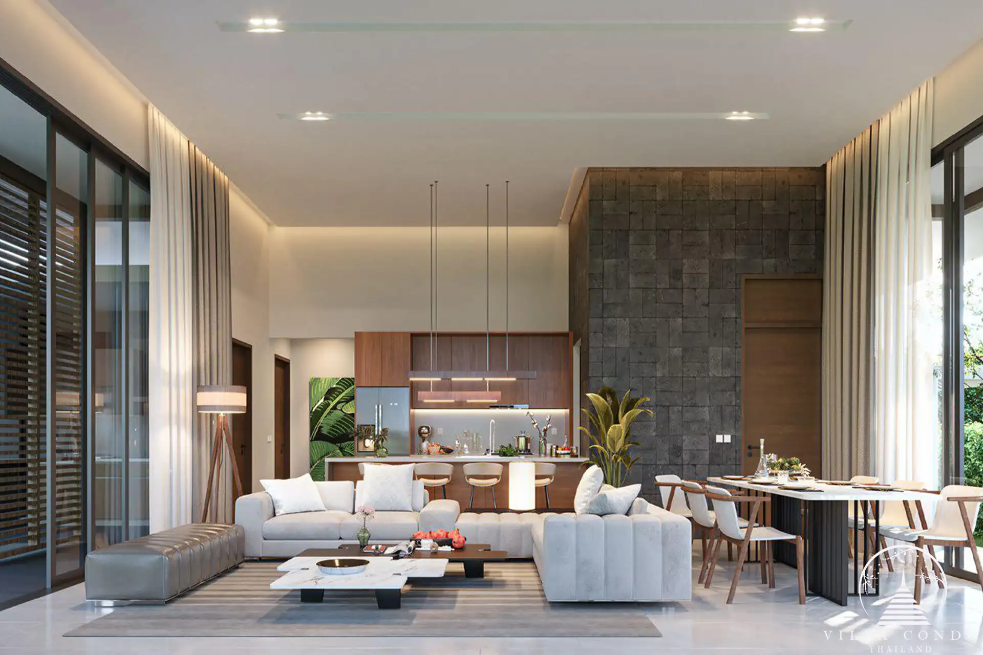 Villa Cerulean Saku Naiyang Beach living area