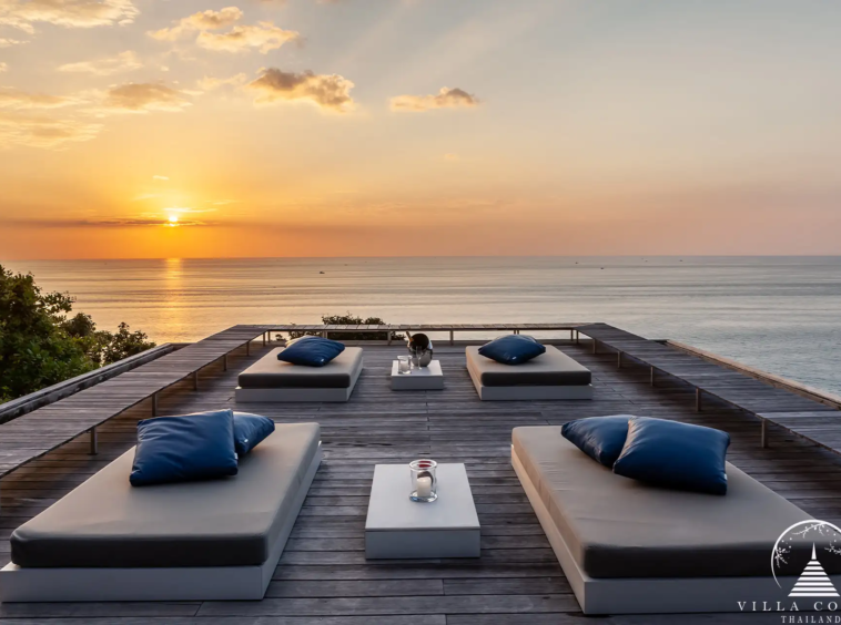 Rooftop area at Villa Mayavee with panoramic sea view