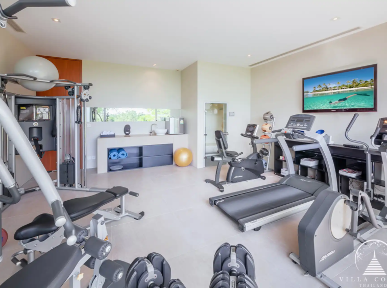 Fully-equipped private gym at Villa Mayavee