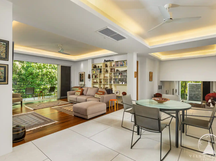 Luxurious interior of Villa Nova at Layan Hillside with elegant furnishings and open-plan design.