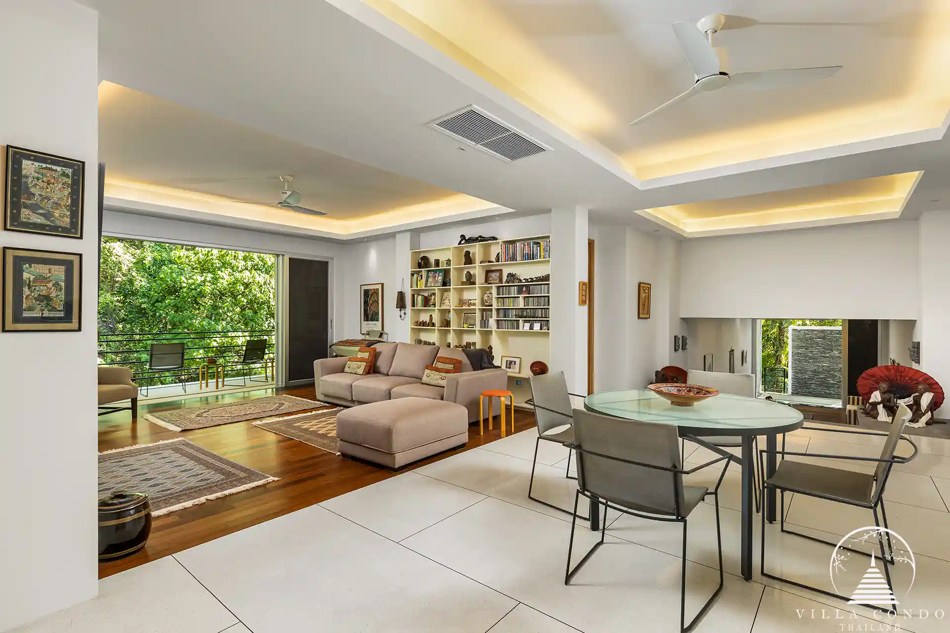 Luxurious interior of Villa Nova at Layan Hillside with elegant furnishings and open-plan design.