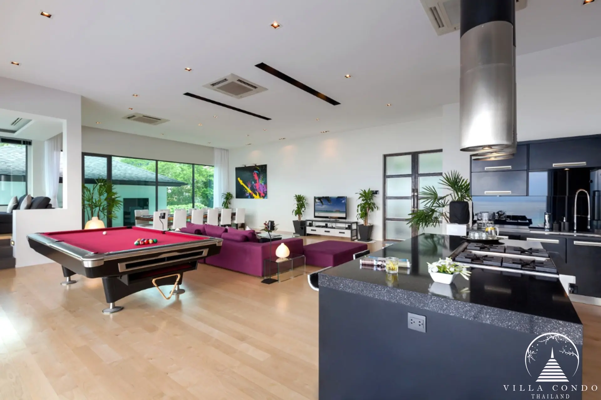 Villa Rockstar Kalim Phuket living room with pool table