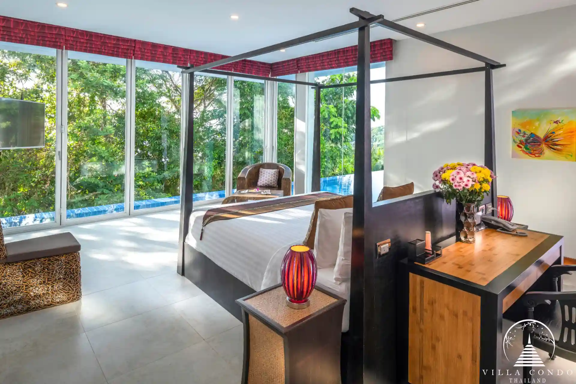 Luxurious ocean-view bedroom in Villa Solaris Kamala.