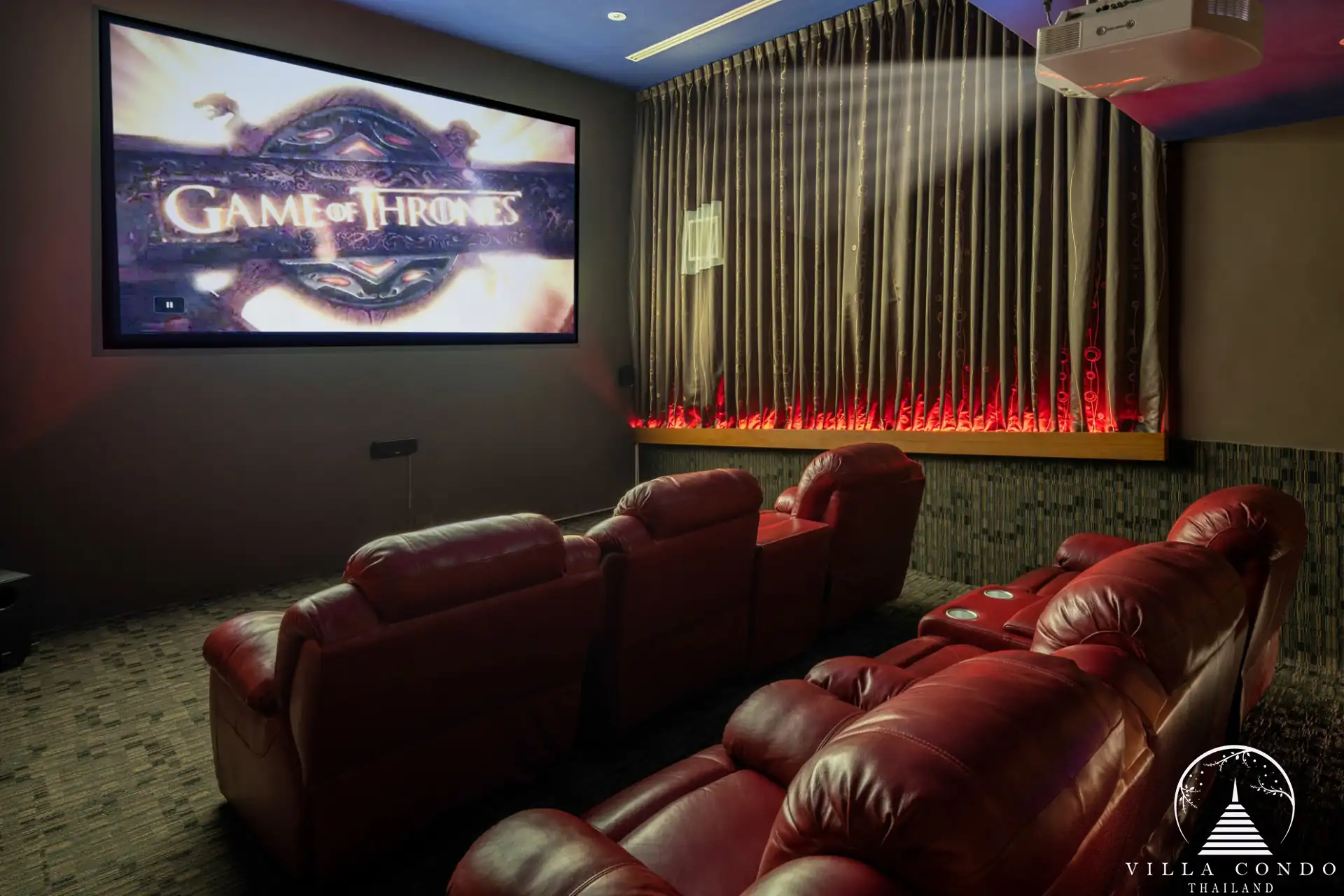Private cinema room at Villa Solaris Kamala.