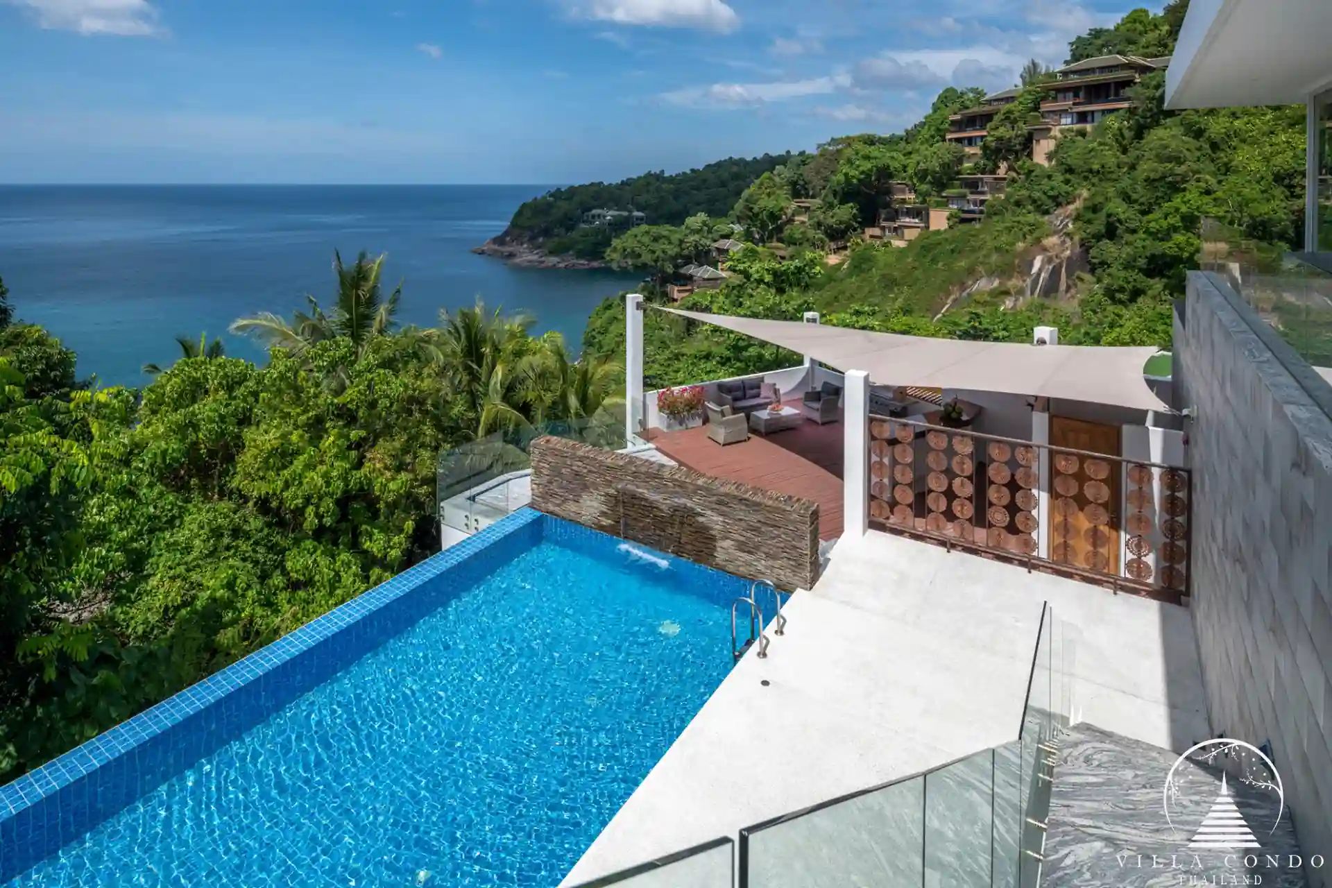 Private pool with stunning sea view at Villa Solaris Kamala.