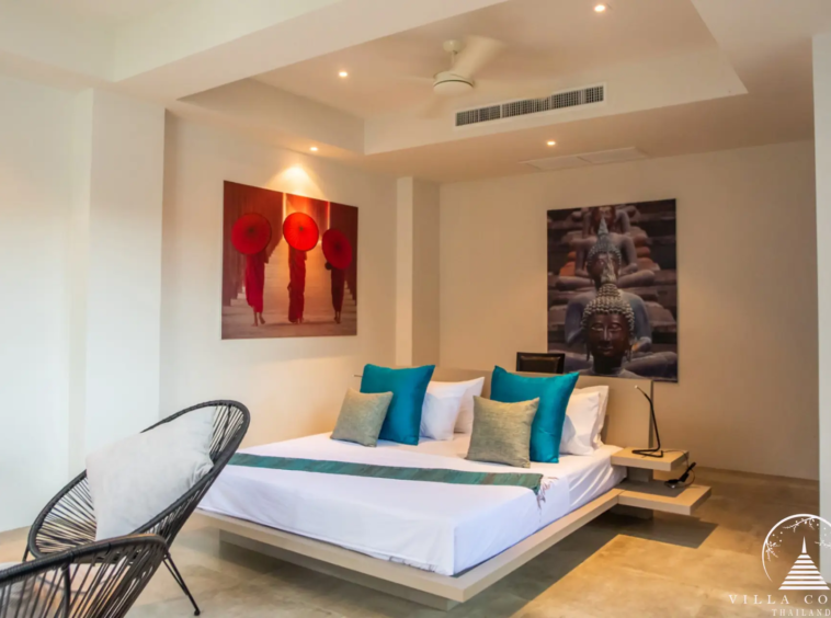 Elegant bedroom at Villas by the Big Bamboo.