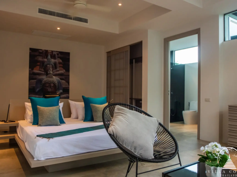 Elegant bedroom at Villas by the Big Bamboo.