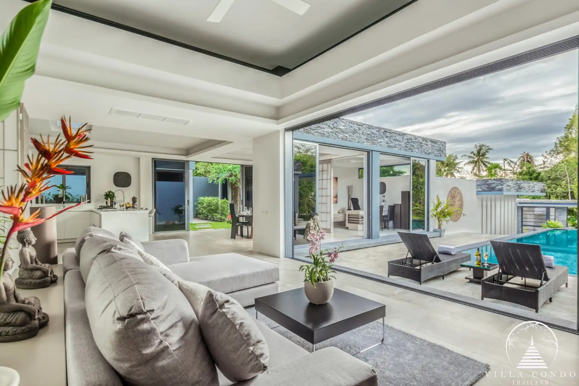 Spacious living area at Villas by the Big Bamboo.
