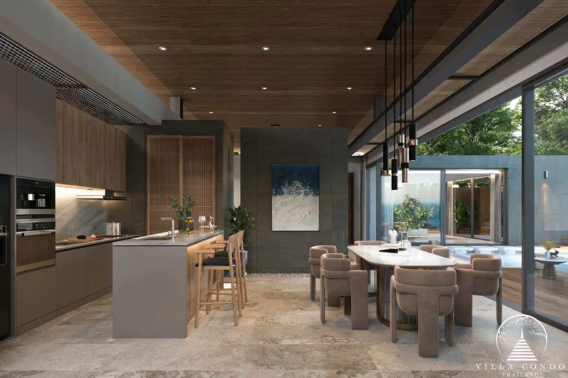 Walai Layan Villas Phase 2 kitchen and dining area with modern design.