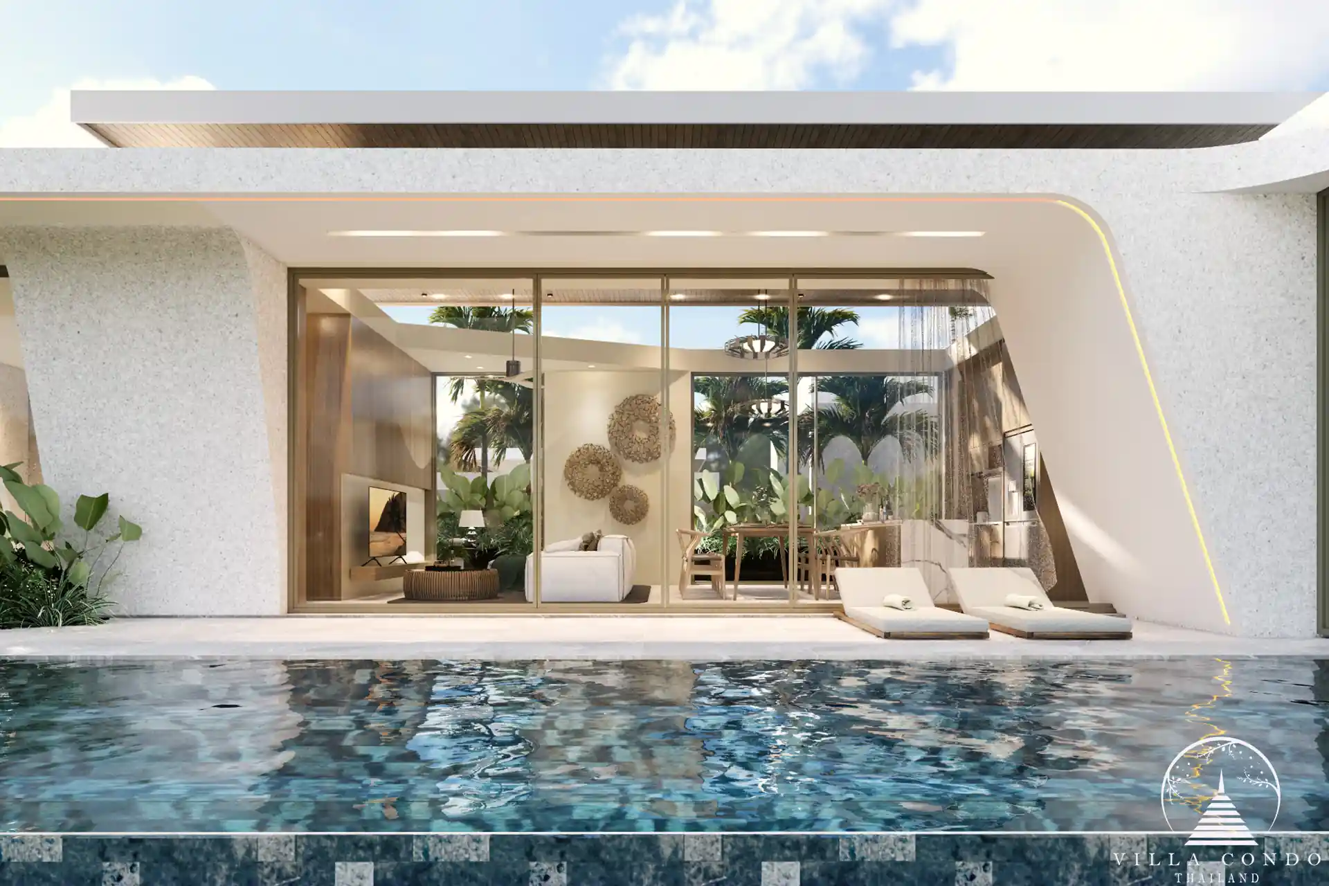 Aileen Villas Phase 6 Private pool with sunbed and tropical ambiance.