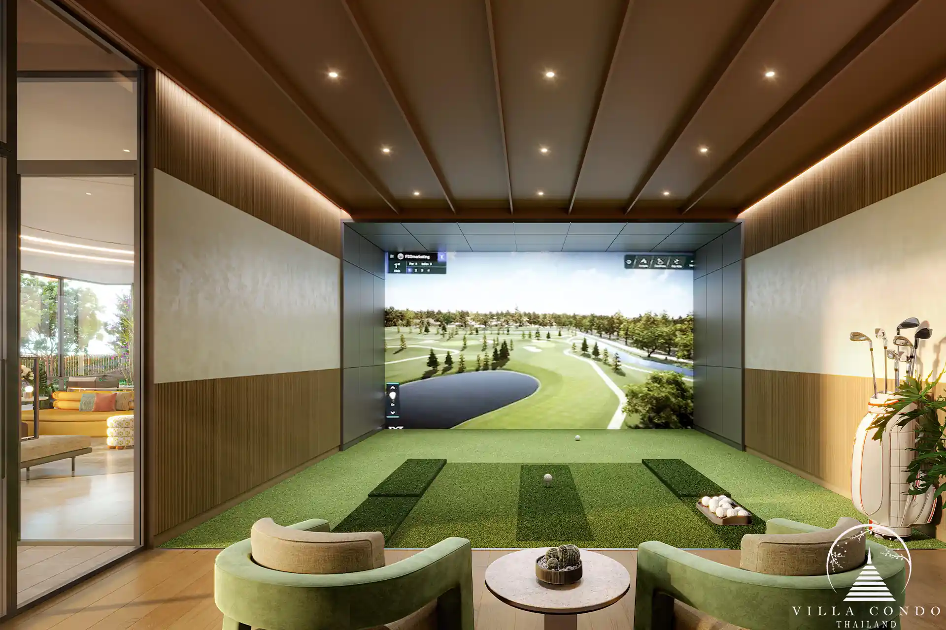 Private Golf Simulation Suite at CANVAS Cherng Talay, offering a modern and fun golfing experience.
