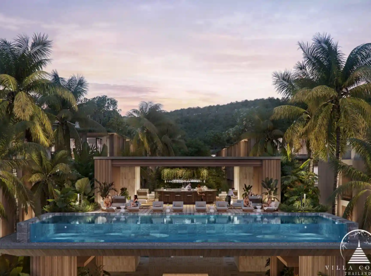 Club house at Gardens of Eden near the lagoon with relaxing lounge areas.