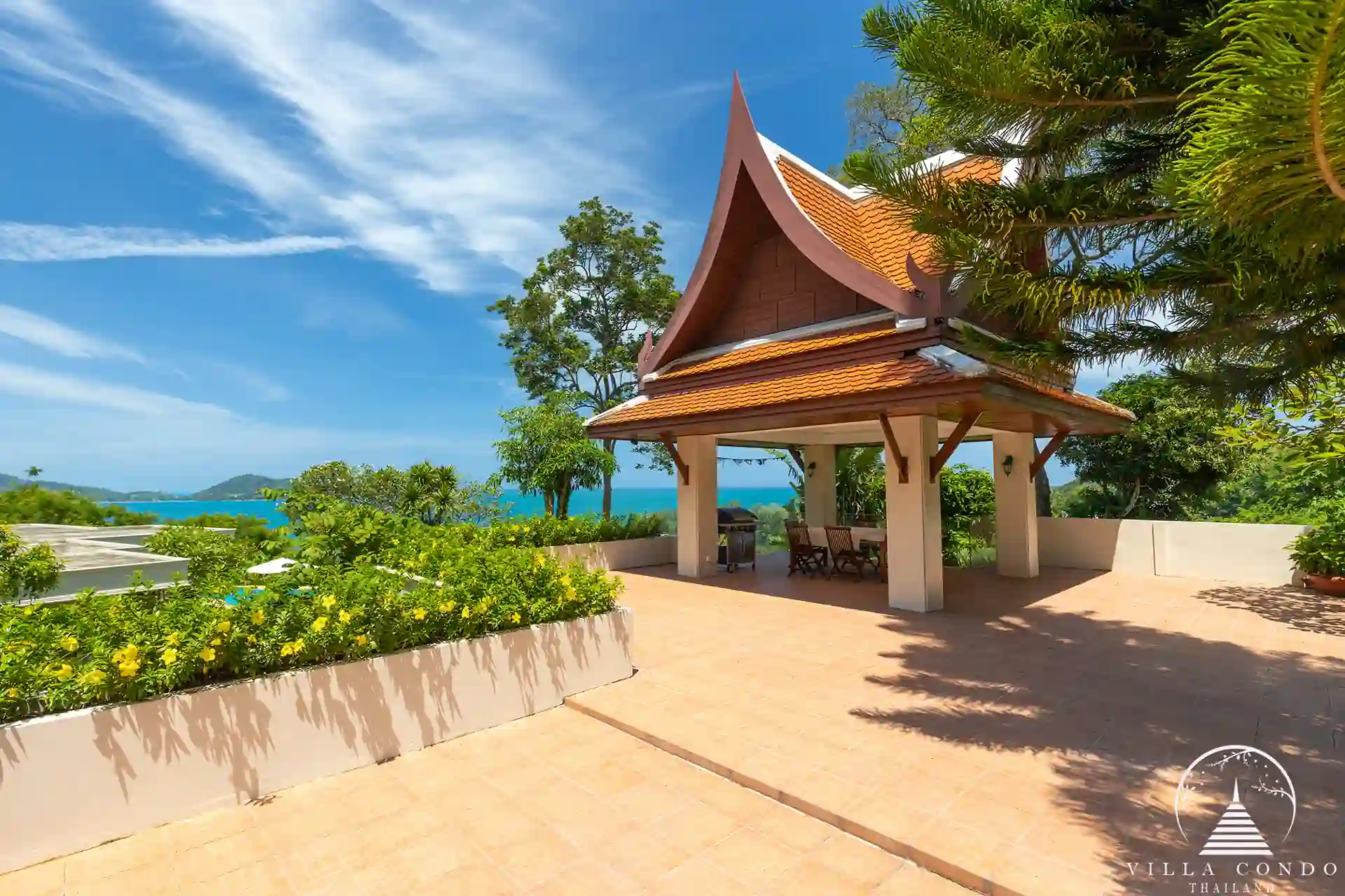 Private sala at Nakathani Villa Estate Kamala Beach offering a sea view.