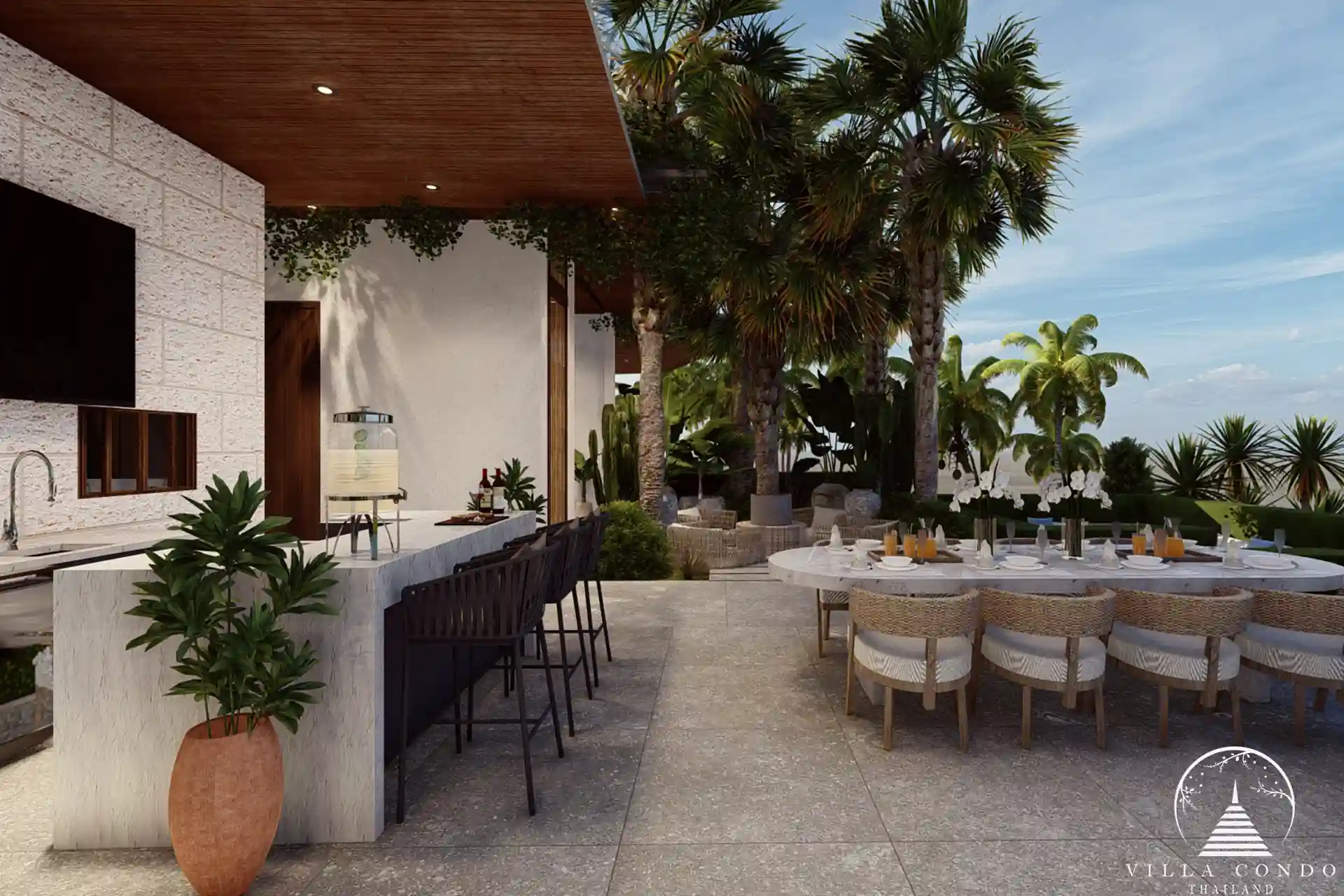 Spacious outdoor area at Narana Villa Phuket, surrounded by greenery and offering a serene retreat.