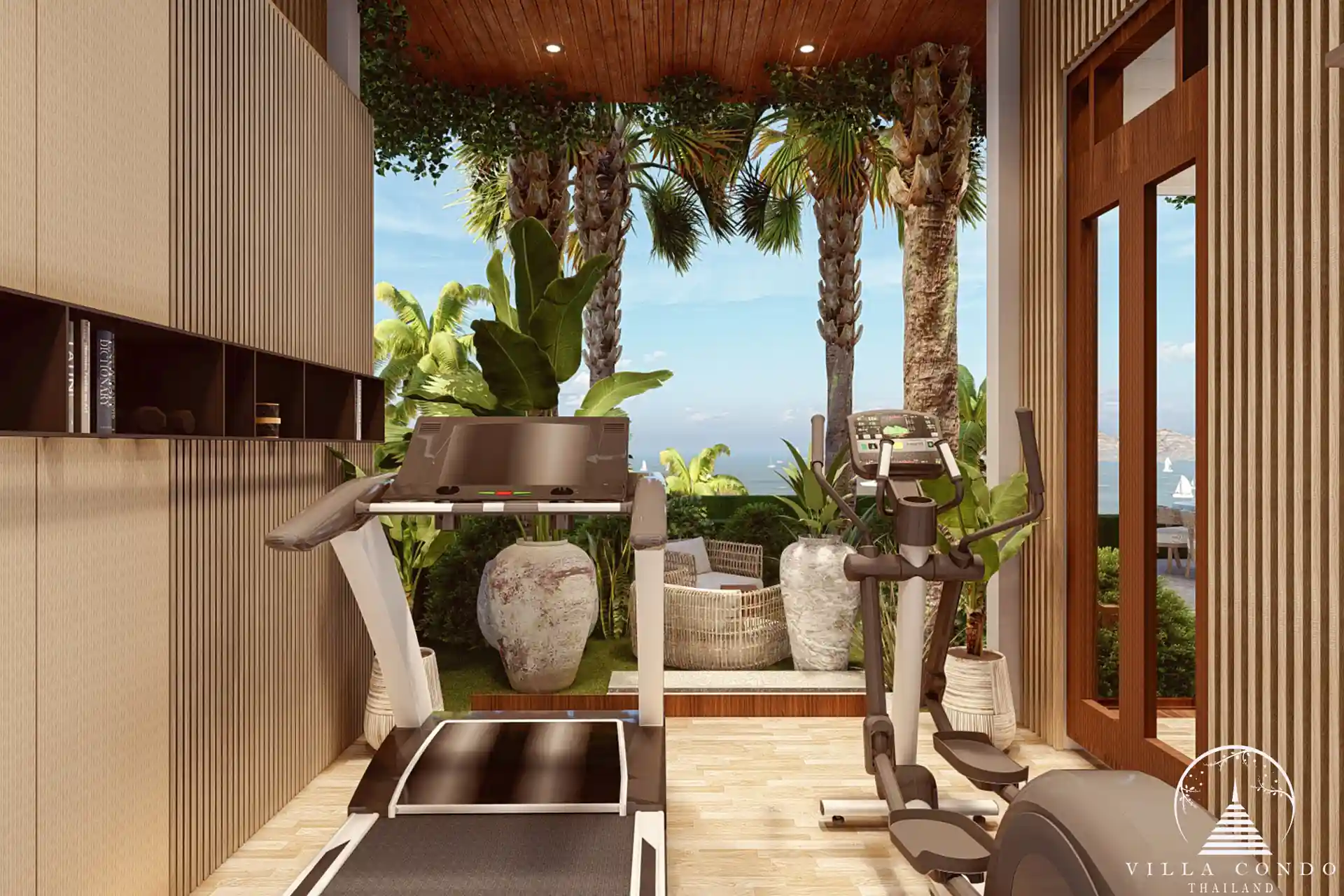 Private gym at Narana Villa Phuket equipped with modern fitness machines.
