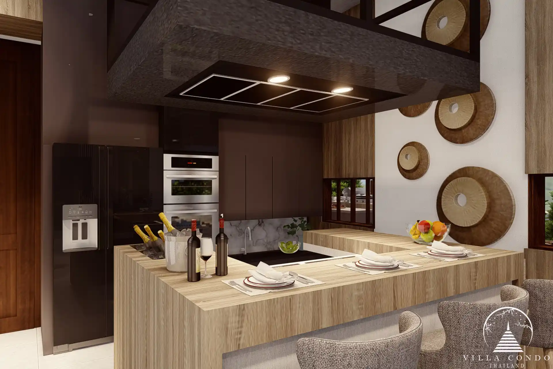 Modern kitchen at Narana Villa Phuket with high-end appliances."