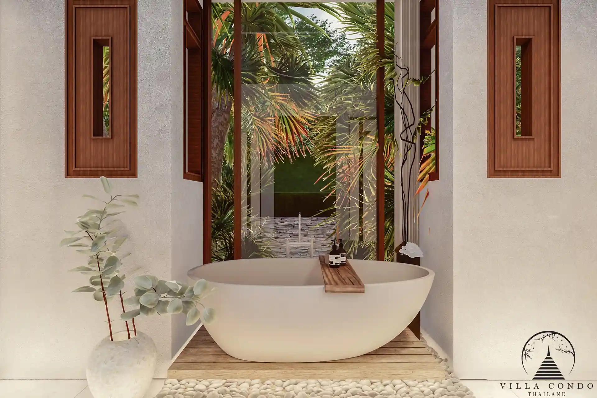 Elegant master bathroom at Narana Villa Phuket with a large soaking tub and modern fixtures.