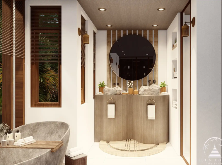 Elegant bathroom at Narana Villa Phuket with marble finishes.