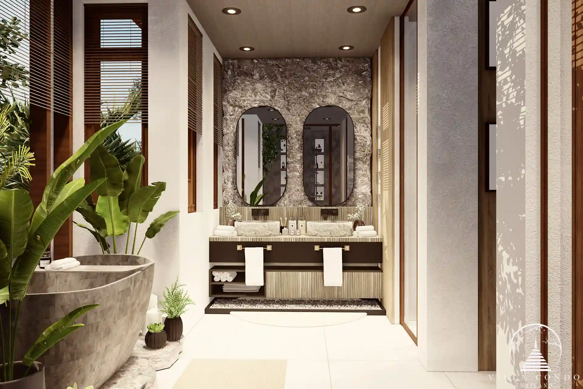 Stylish guest bathroom at Narana Villa Phuket with modern fixtures and elegant design.
