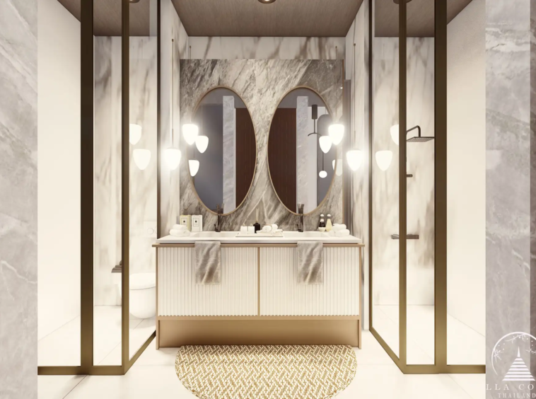 Stylish guest bathroom at Narana Villa Phuket with modern fixtures and elegant design.