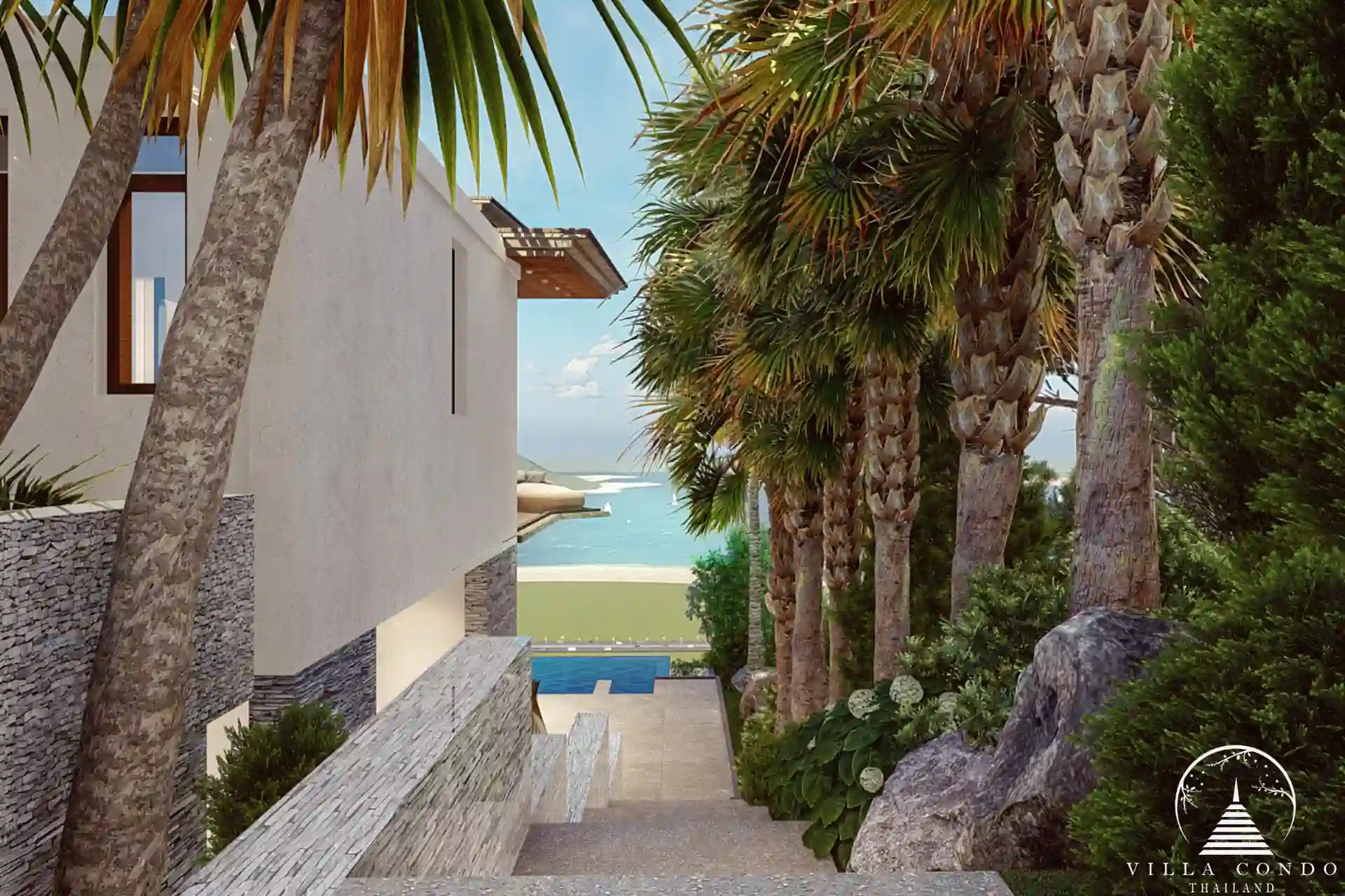 Narana Villa Phuket private stairs leading to the beach.