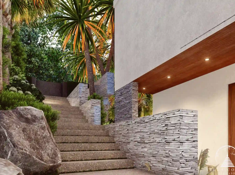 Outdoor stairs at Narana Villa Phuket leading to the private park.