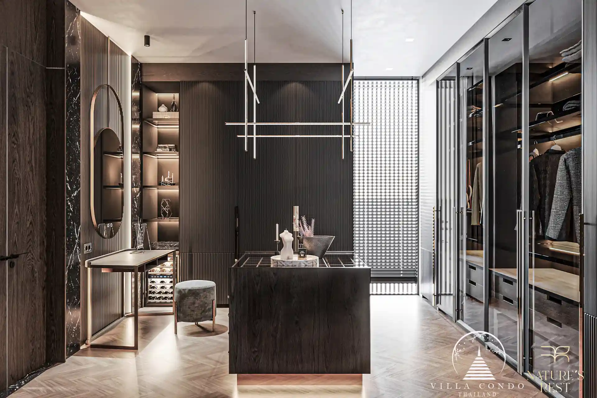 Walk-in closet at Nature's Rest Villa Cherng Talay