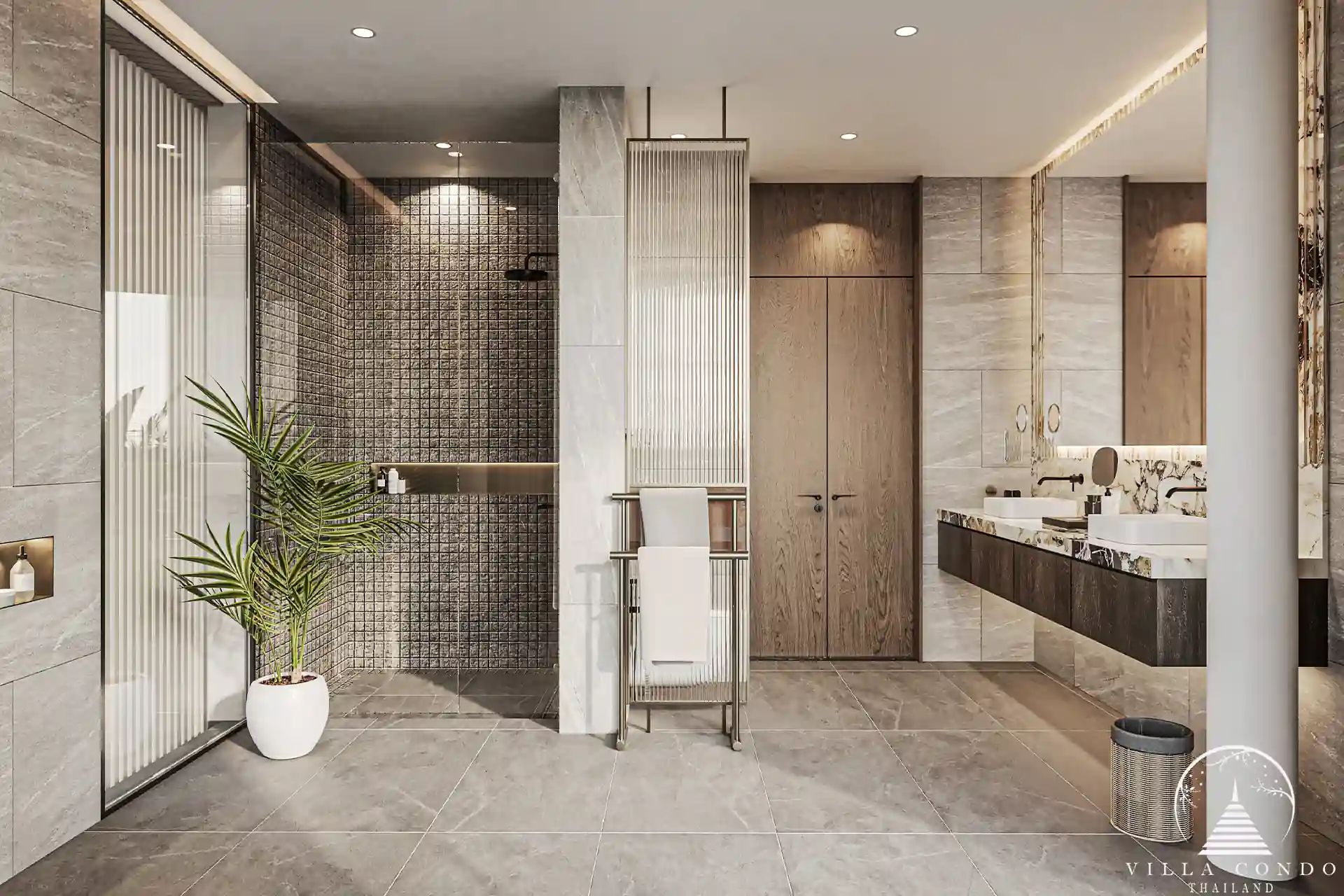 Modern bathroom at Nature's Rest Villa Cherng Talay
