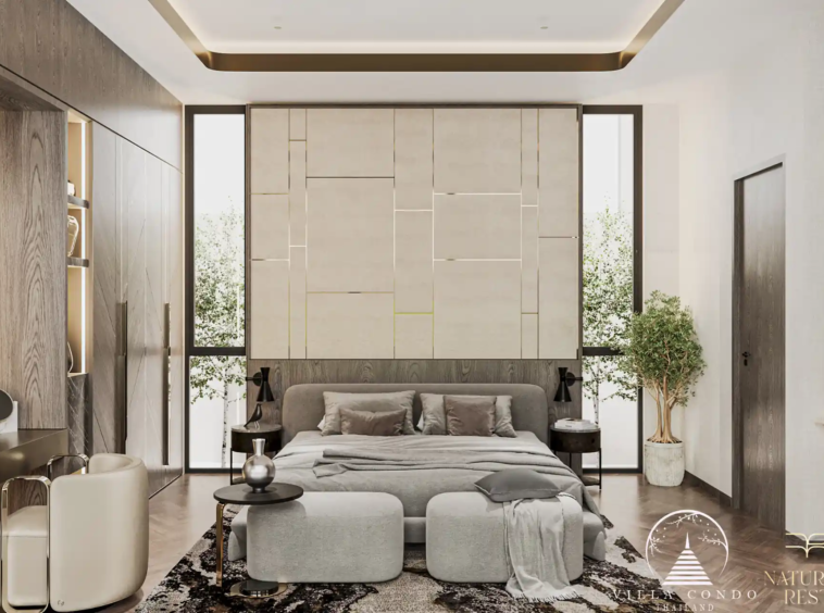 Luxurious bedroom at Nature's Rest Villa Cherng Talay