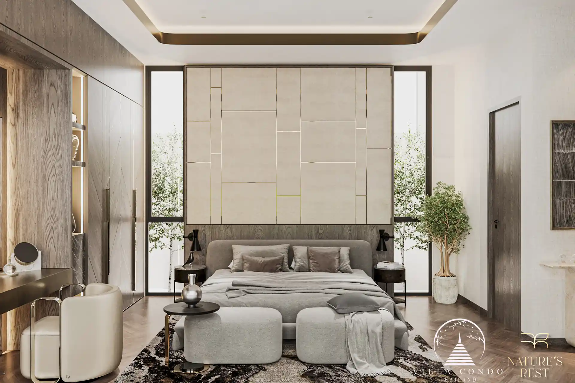 Luxurious bedroom at Nature's Rest Villa Cherng Talay