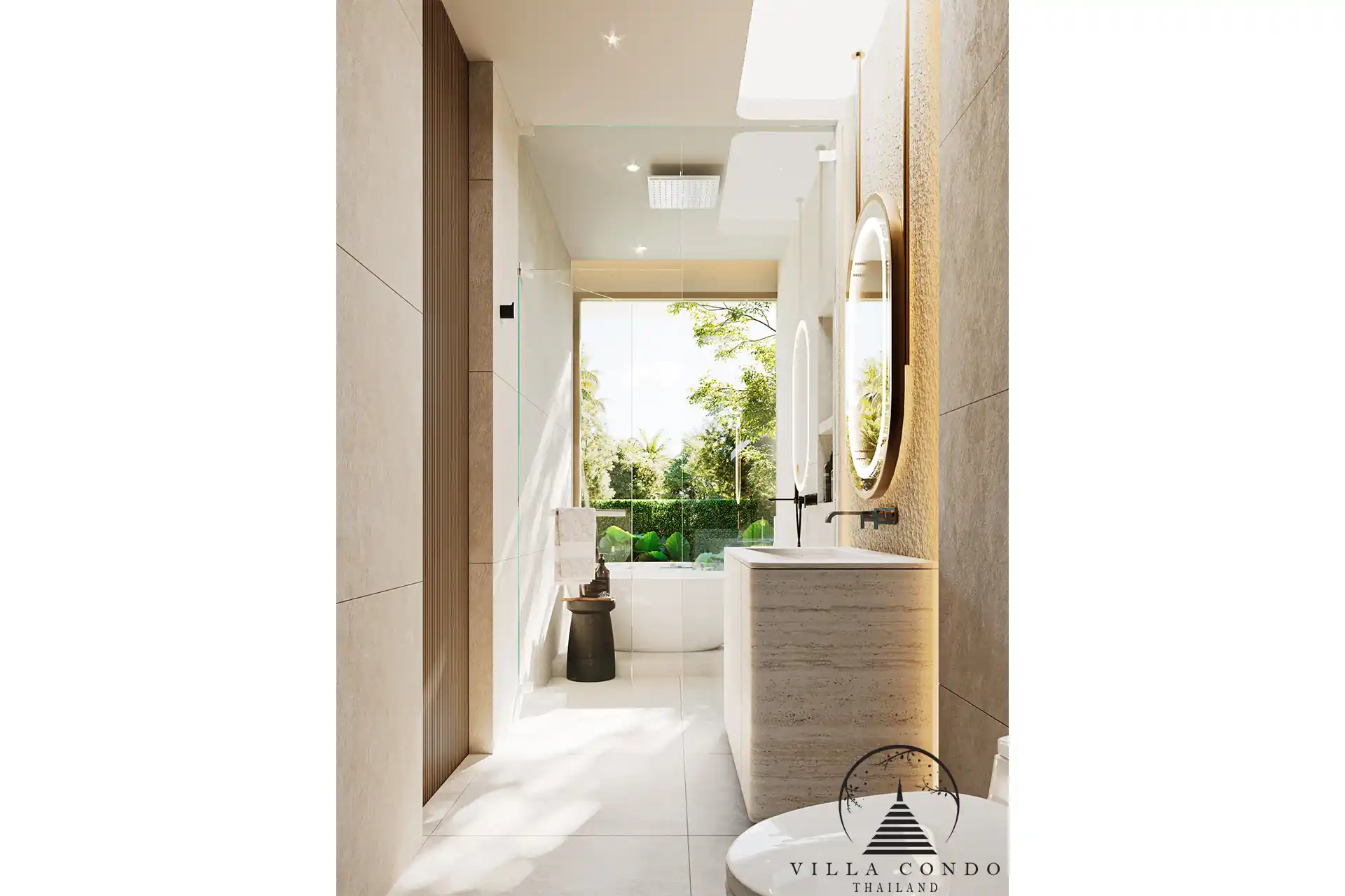 Modern guest bathroom at Nature's Rest Villa Sai Yuan with high-end fixtures.