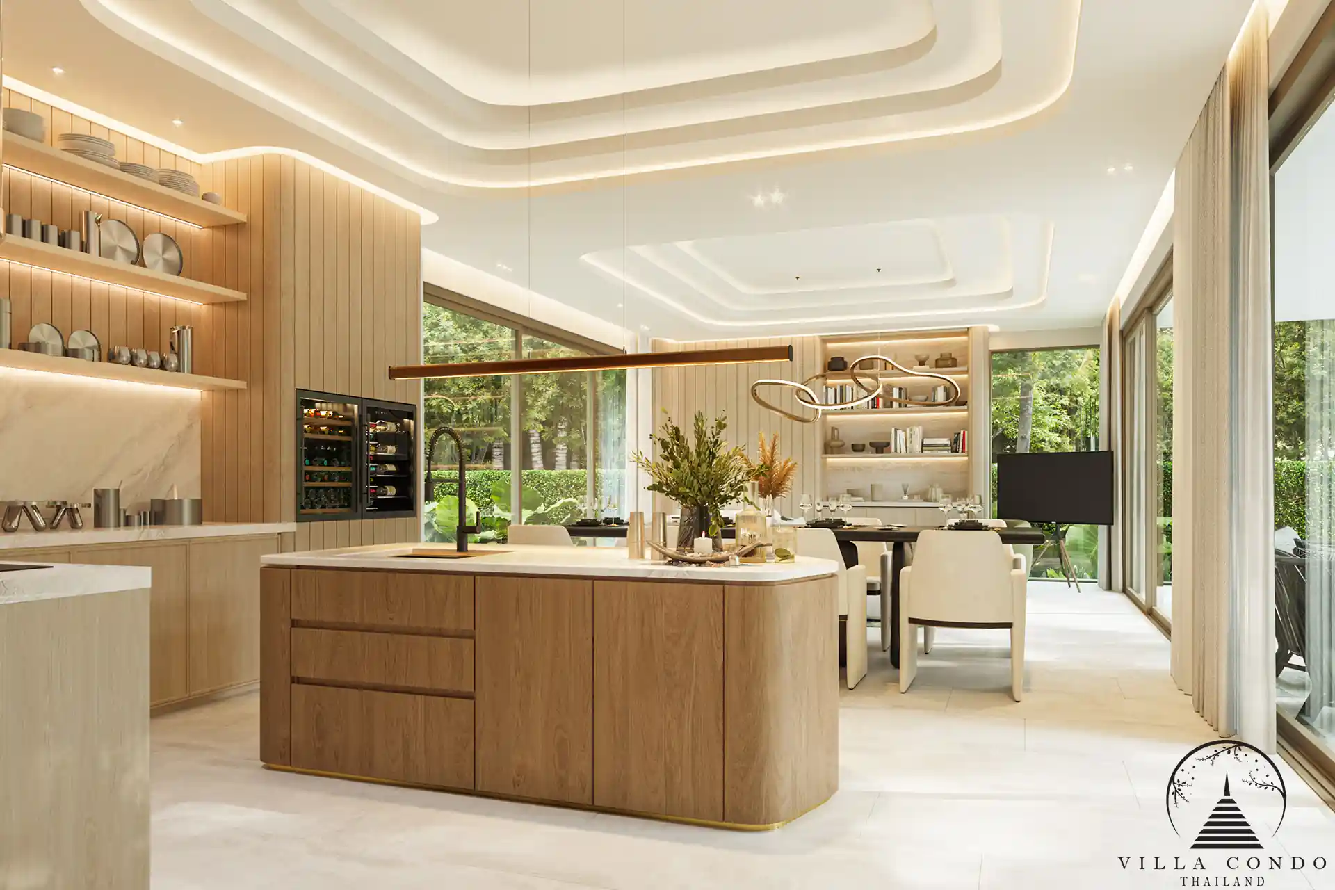 Spacious interior of Nature's Rest Villa Sai Yuan with modern design and open-plan living.
