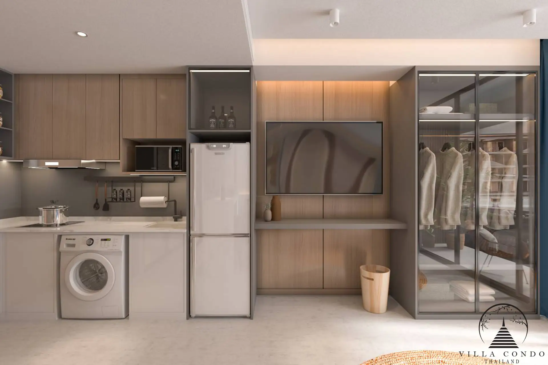Sunshine Beach Beachfront Resort & Residences modern kitchen with sleek appliances.
