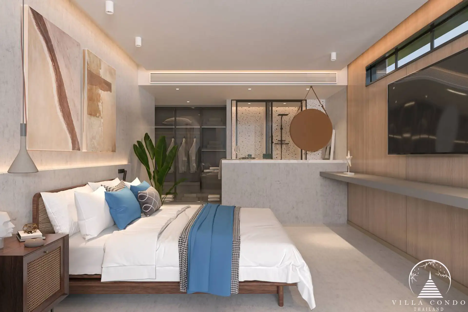 Spacious master bedroom at Sunshine Beach Beachfront Resort & Residences with direct beach views.