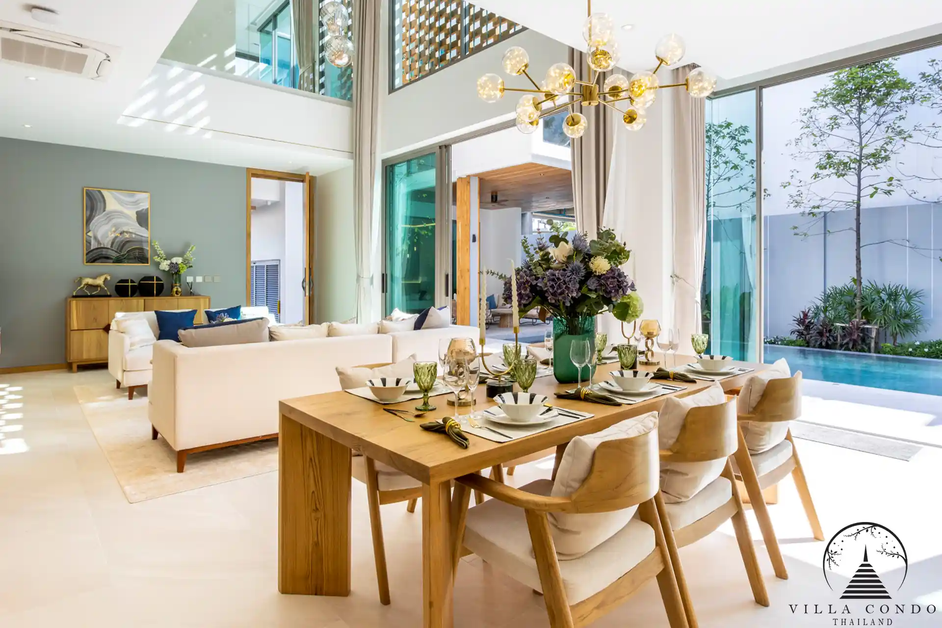 Modern dining area with elegant furnishings at The Teak Phuket