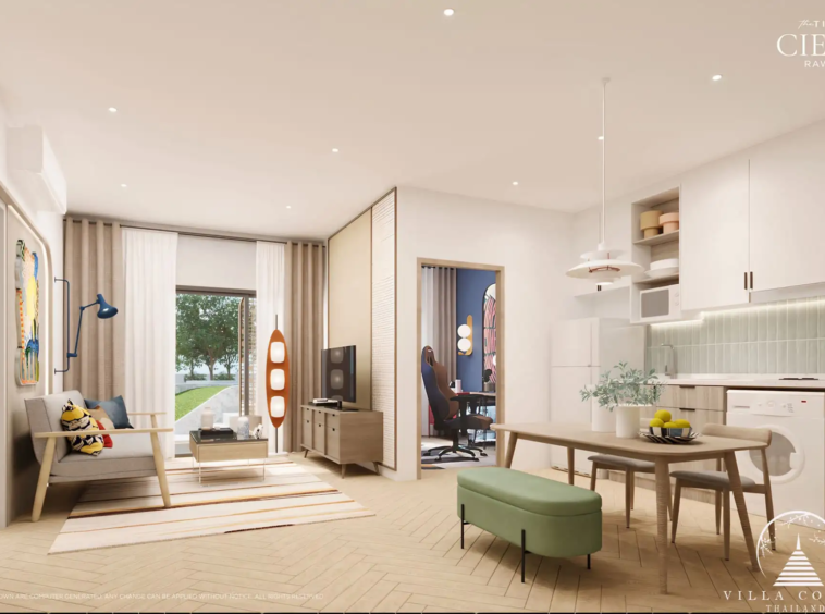 The Title Cielo Rawai 1-Bedroom Unit Living Area