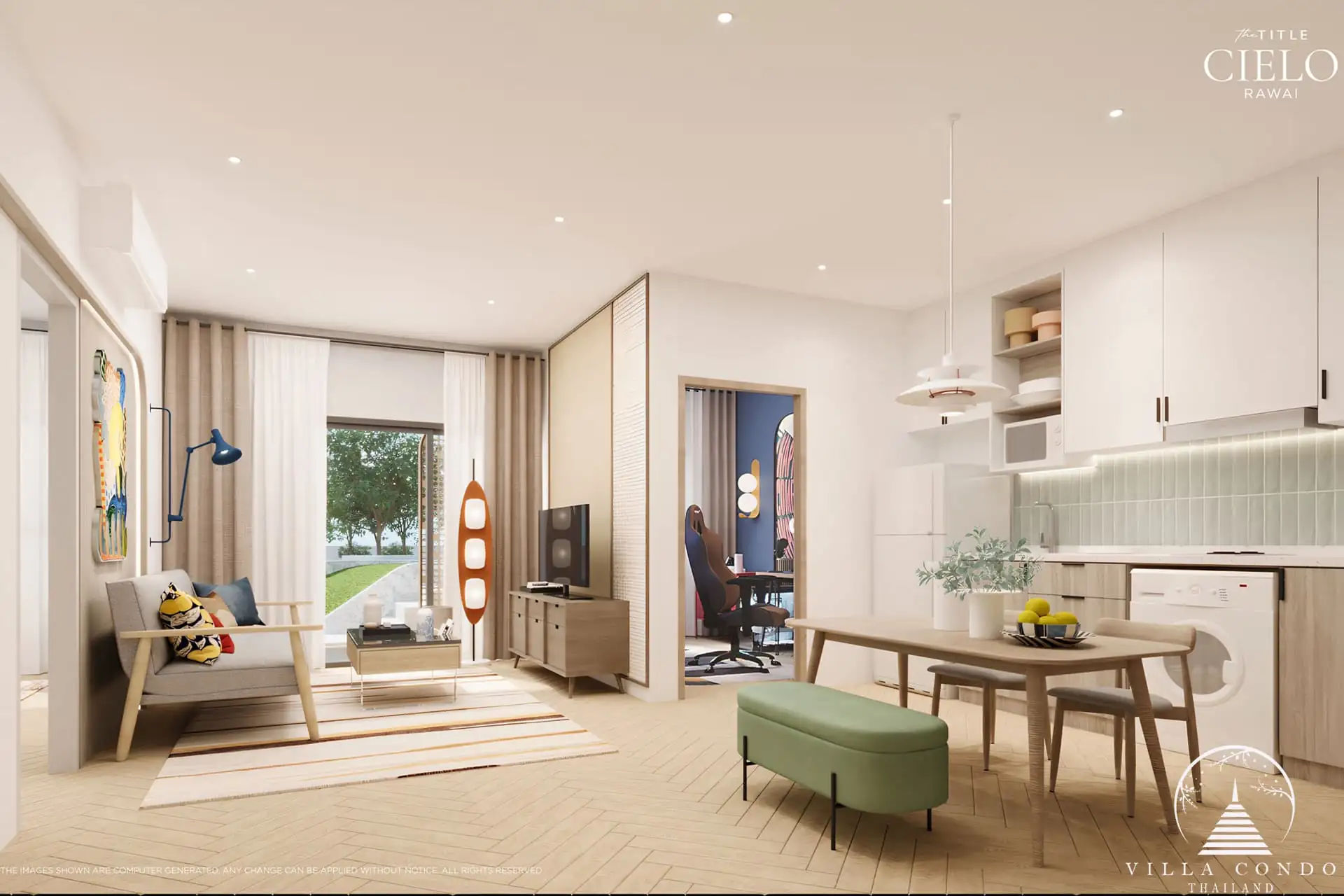 The Title Cielo Rawai 1-Bedroom Unit Living Area