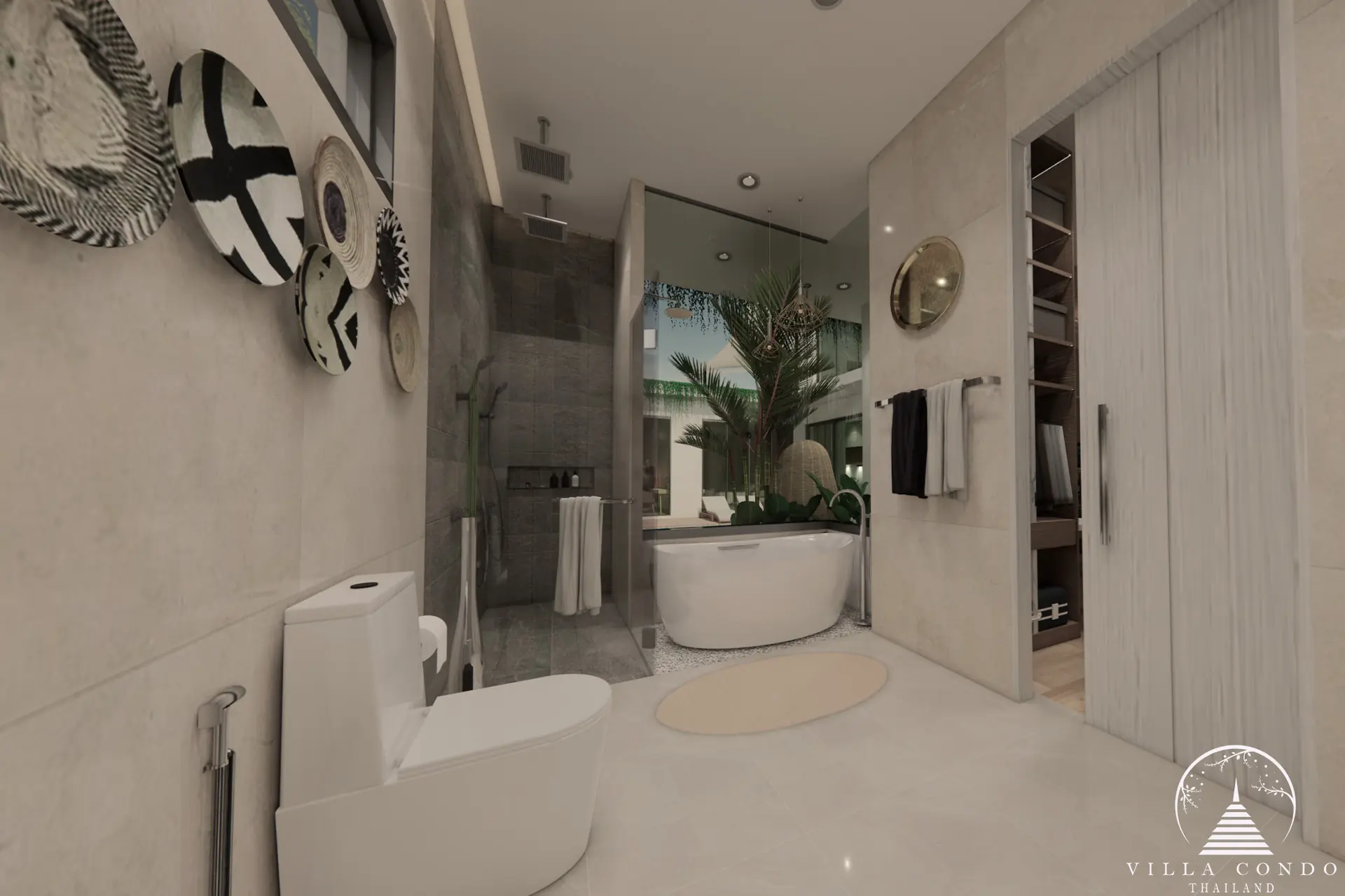 Luxurious master bathroom at Unique Villa Kata with a soaking tub.