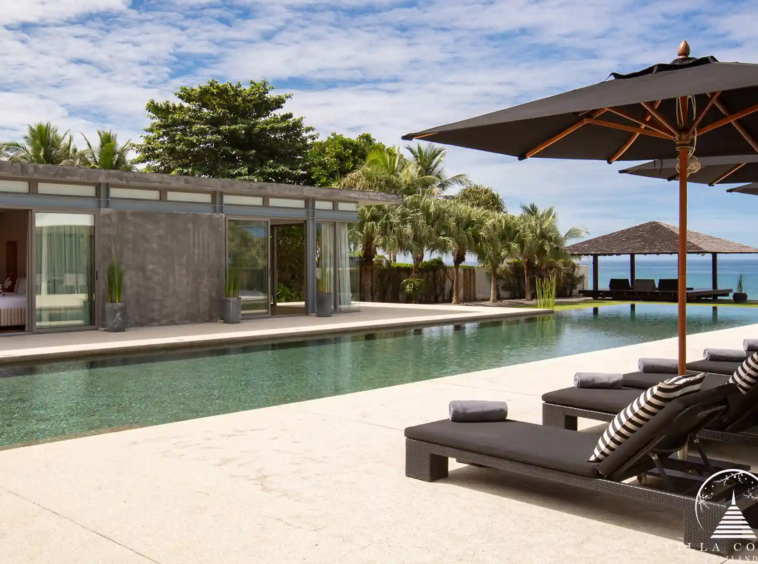 25-meter private pool at Villa Essenza Natai Beach Front with ocean views.