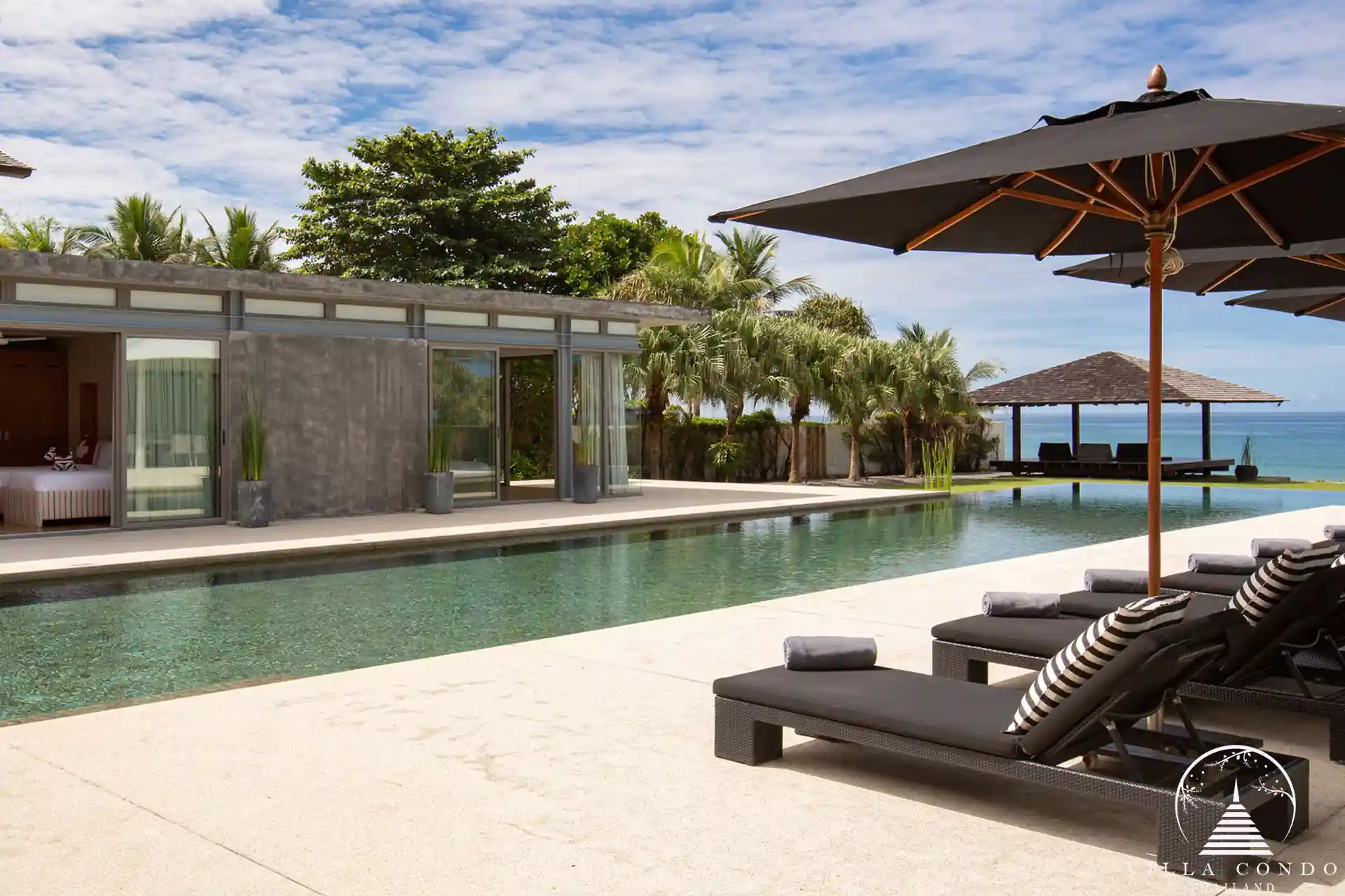 25-meter private pool at Villa Essenza Natai Beach Front with ocean views.