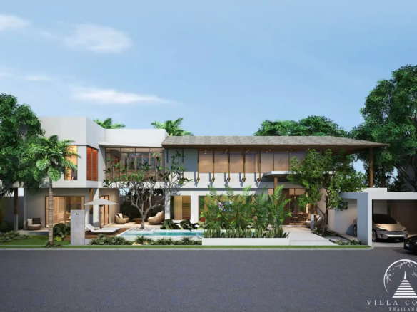 Front view of Vinzita Elite Residences with a modern facade and garden.