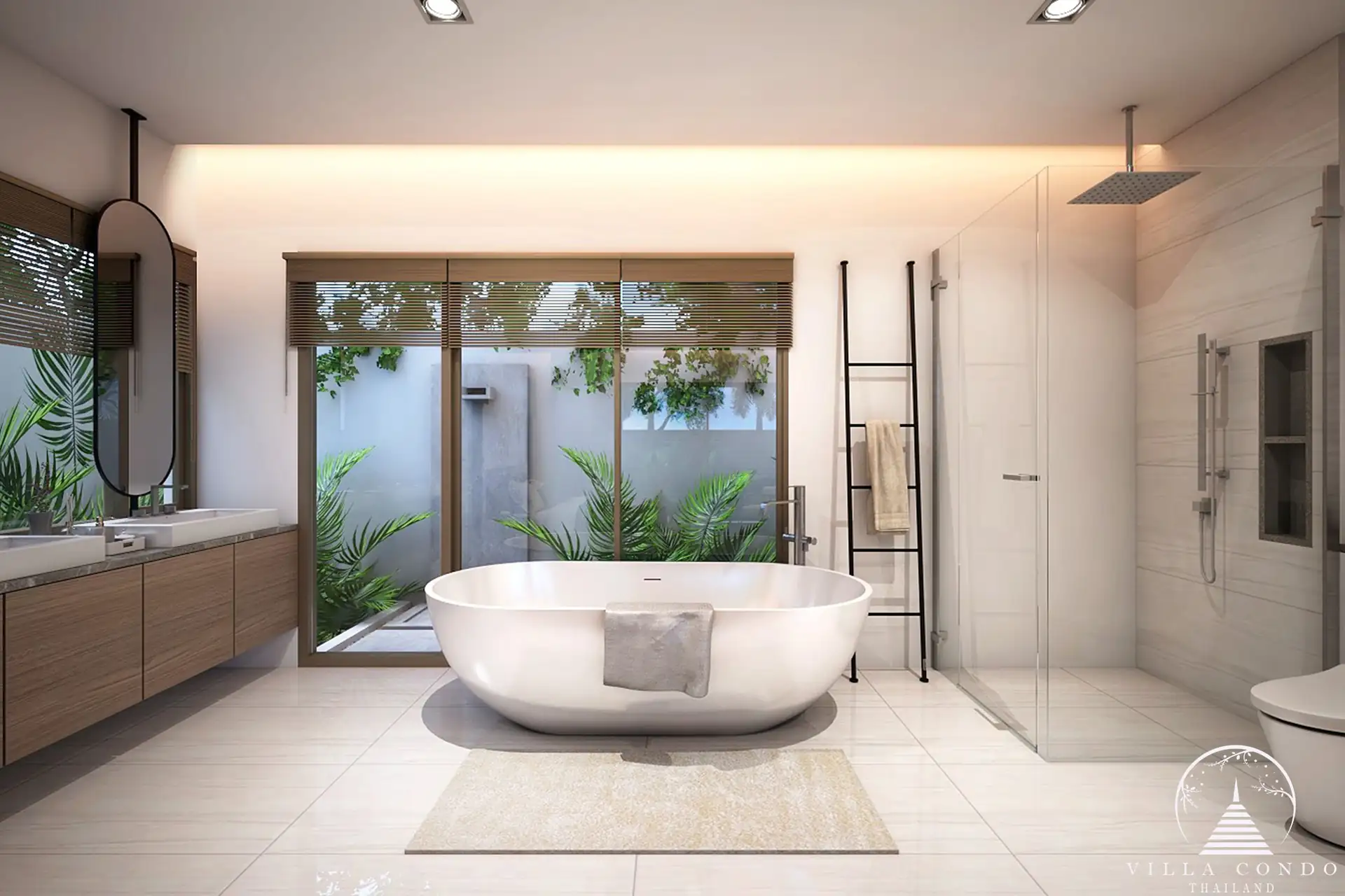 Elegant master bathroom at Vinzita Elite Residences with modern fixtures and a large bathtub.
